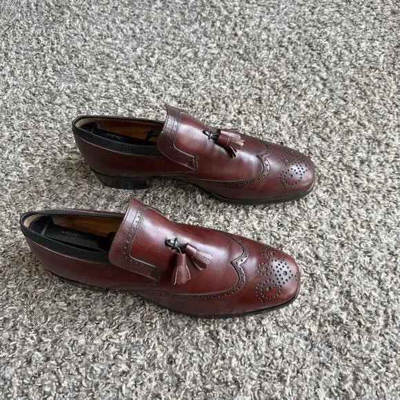 Nettleton Men’s Size 8.5 C Red Leather Slip On Tasseled Loafers Dress Shoe Men main image 2